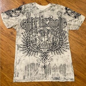 Vintage Y2K Affliction Shirt Live Fast Cross Wings Velvet 100% Authentic